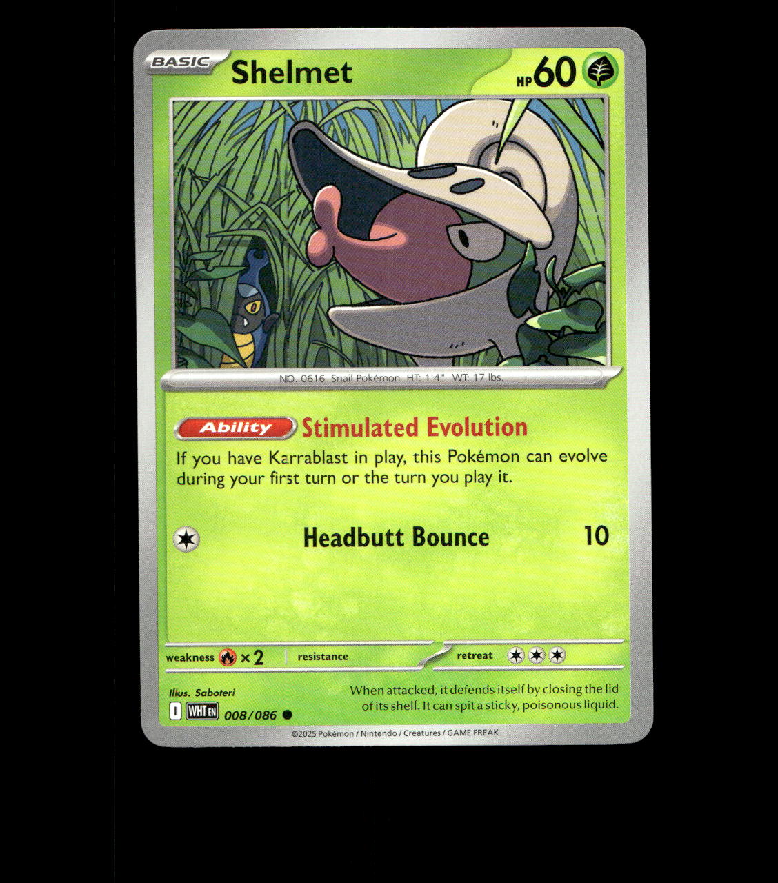 Shelmet – 008/086 – White Flare – Non Holo – Near Mint - Pokemon Card - TCG
