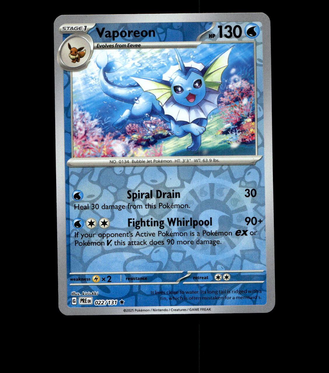 Vaporeon - 022/131 - Prismatic Evolutions - Reverse Holo Near Mint