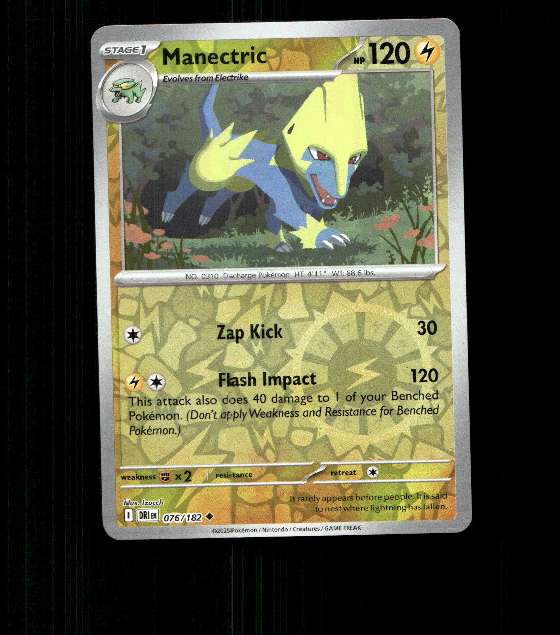 Manectric – 076/182 – Destined Rivals – Reverse Holo – Near Mint