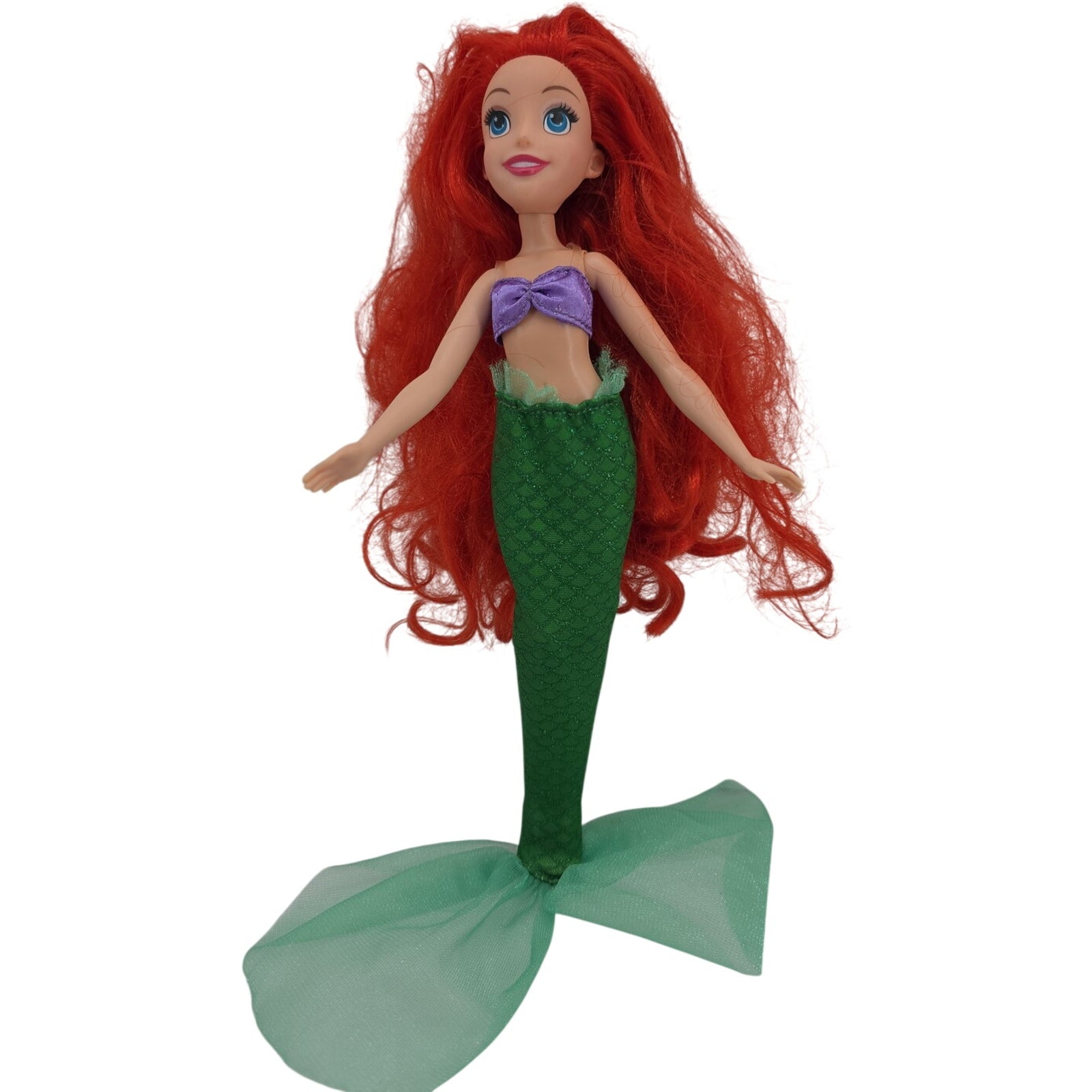 Disney Princess Ariel Little Mermaid Doll Red Hair Green Tail Purple Top Hasbro
