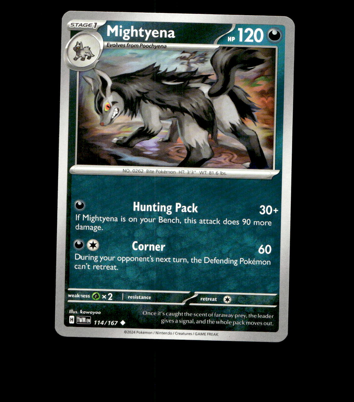 Mightyena - 114/167 - Twilight Masquerade - Near Mint Non Holo