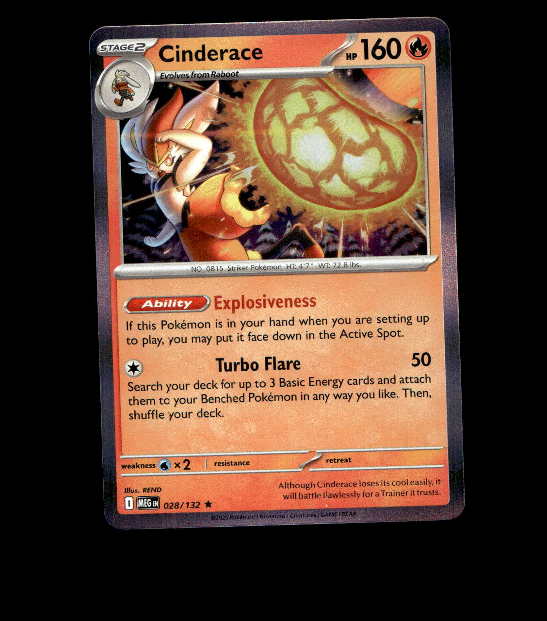Cinderace – 028/132 – Mega Evolution – Holo – Near Mint