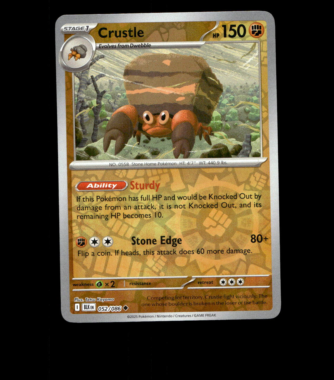 Crustle – 052/086 – Black Bolt – Reverse Holo – Near Mint - Pokemon Card - TCG