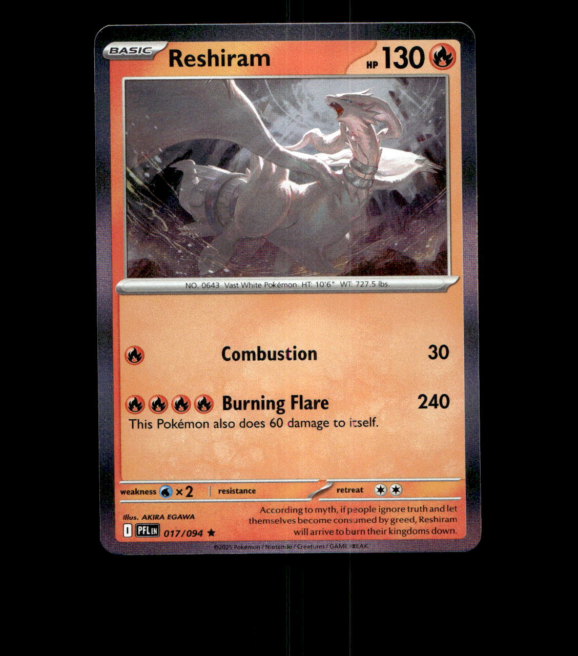 Reshiram – 017/094 – Phantasmal Flames – Holo Near Mint