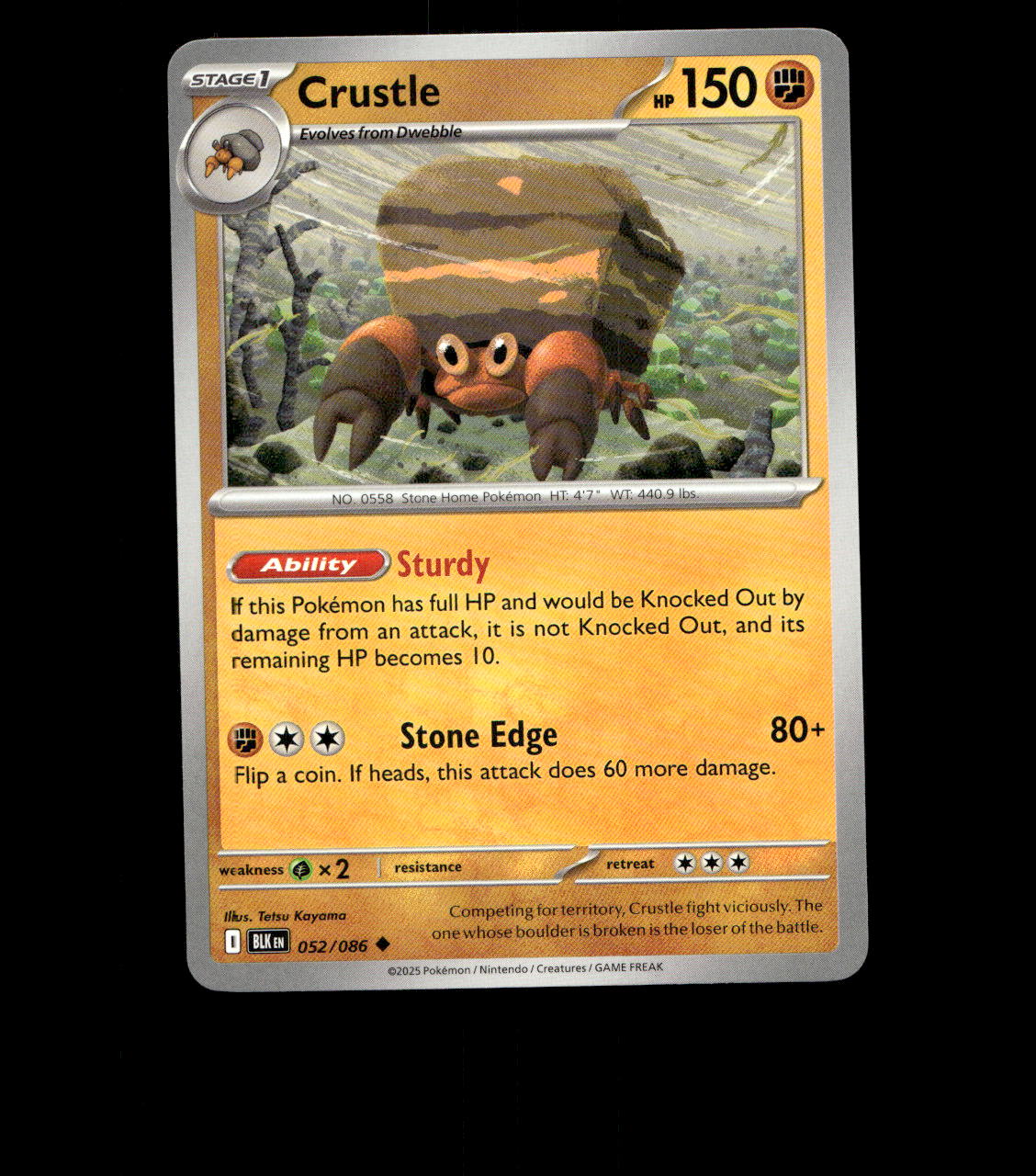 Crustle - 052/086 - Black Bolt - Near Mint Non Holo