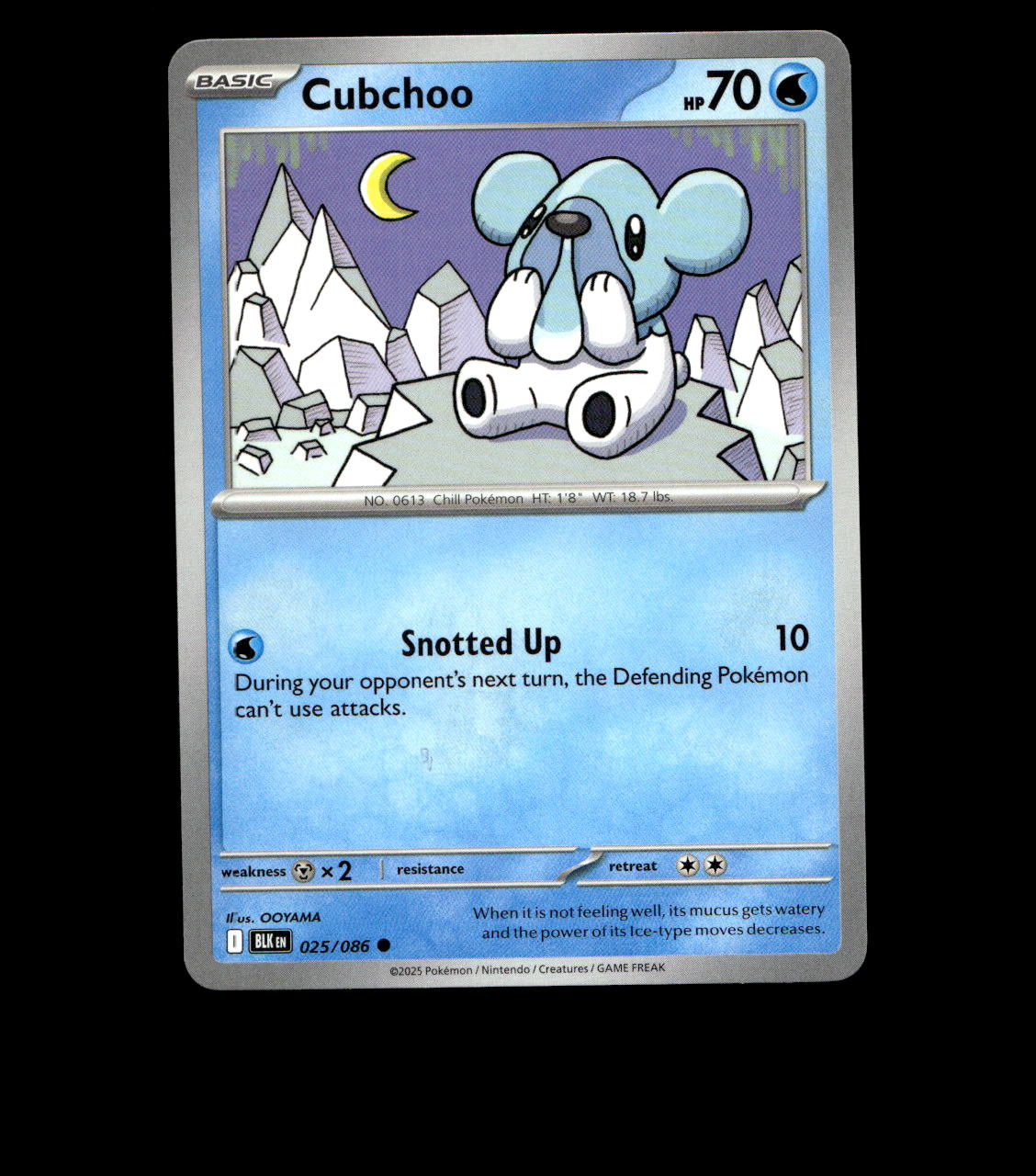 Cubchoo - 025/086 - Black Bolt - Near Mint Non Holo