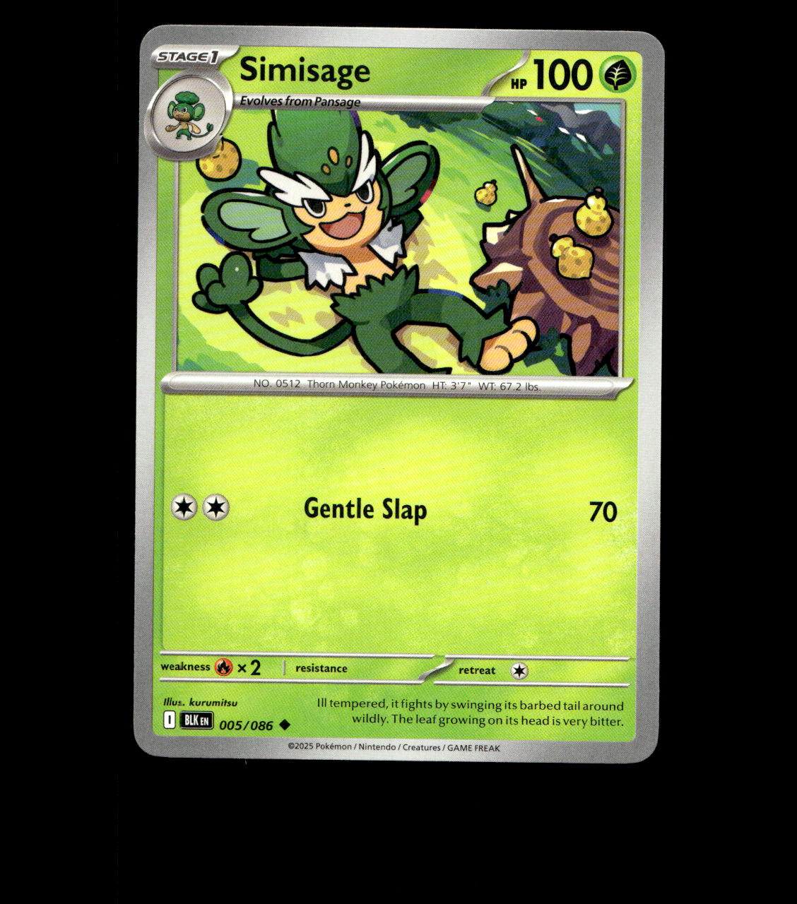 Simisage – 005/086 – Black Bolt – Non Holo – Near Mint - Pokemon Card - TCG