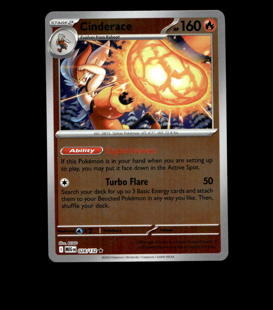 Cinderace – 028/132 – Mega Evolution – Reverse Holo – Near Mint