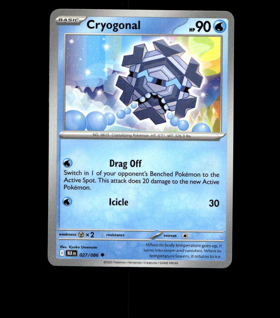 Cryogonal – 027/086 – Black Bolt – Non Holo – Near Mint - Pokemon Card - TCG