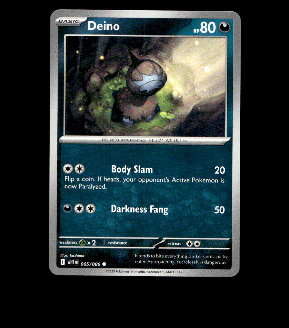 Deino - 065/086 - White Flare - Non Holo - Near Mint - Pokemon Card TCG