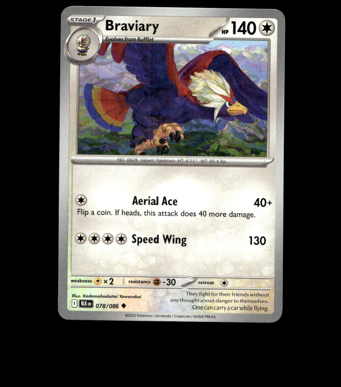 Braviary – 078/086 – Black Bolt – Non Holo – Near Mint