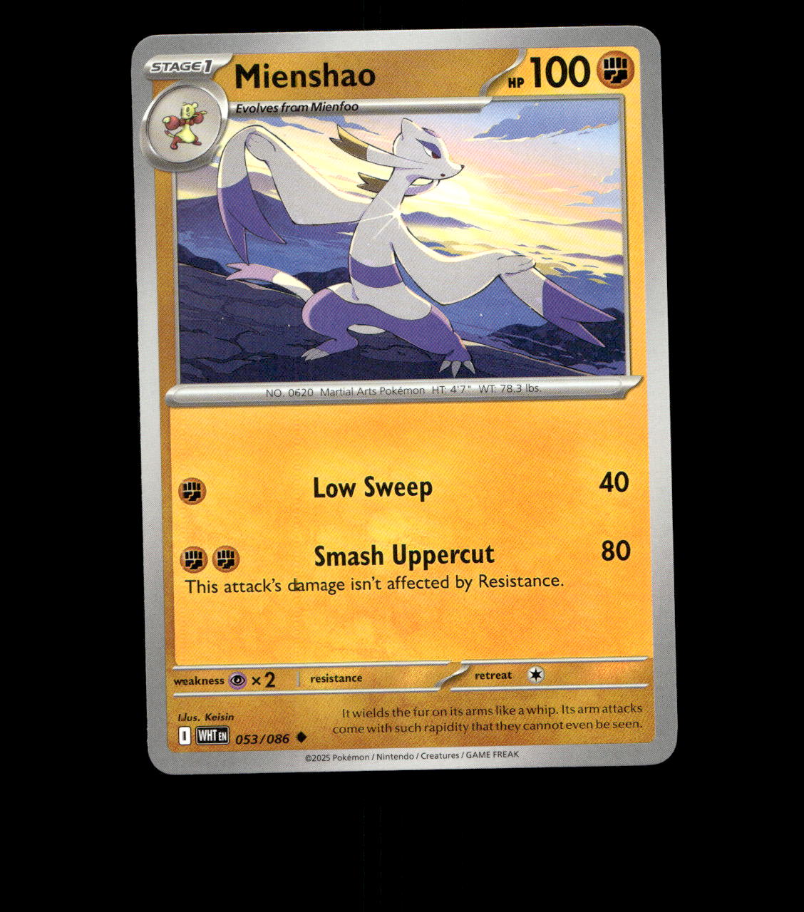 Mienshao – 053/086 – White Flare – Non Holo – Near Mint