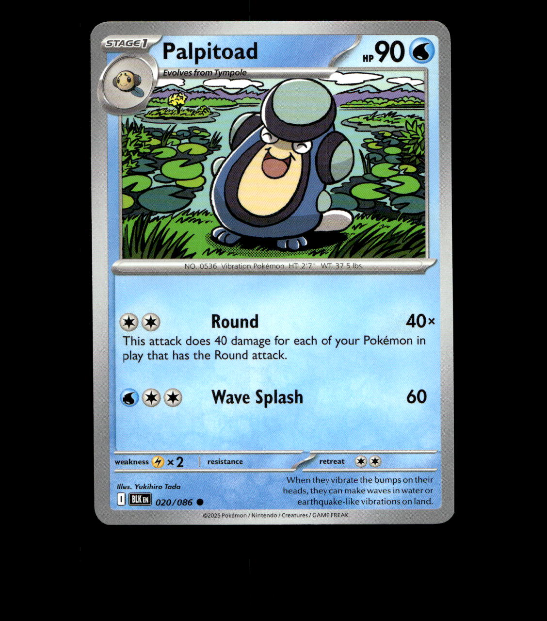 Palpitoad - 020/086 - Black Bolt - Near Mint Non Holo