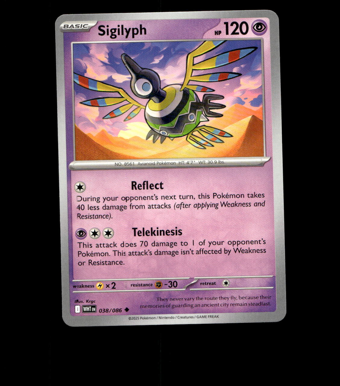 Sigilyph - 038/086 - White Flare - Near Mint Non Holo