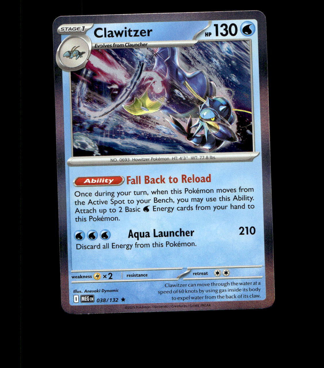 Clawitzer - 038/132 - Mega Evolution - Holo Near Mint