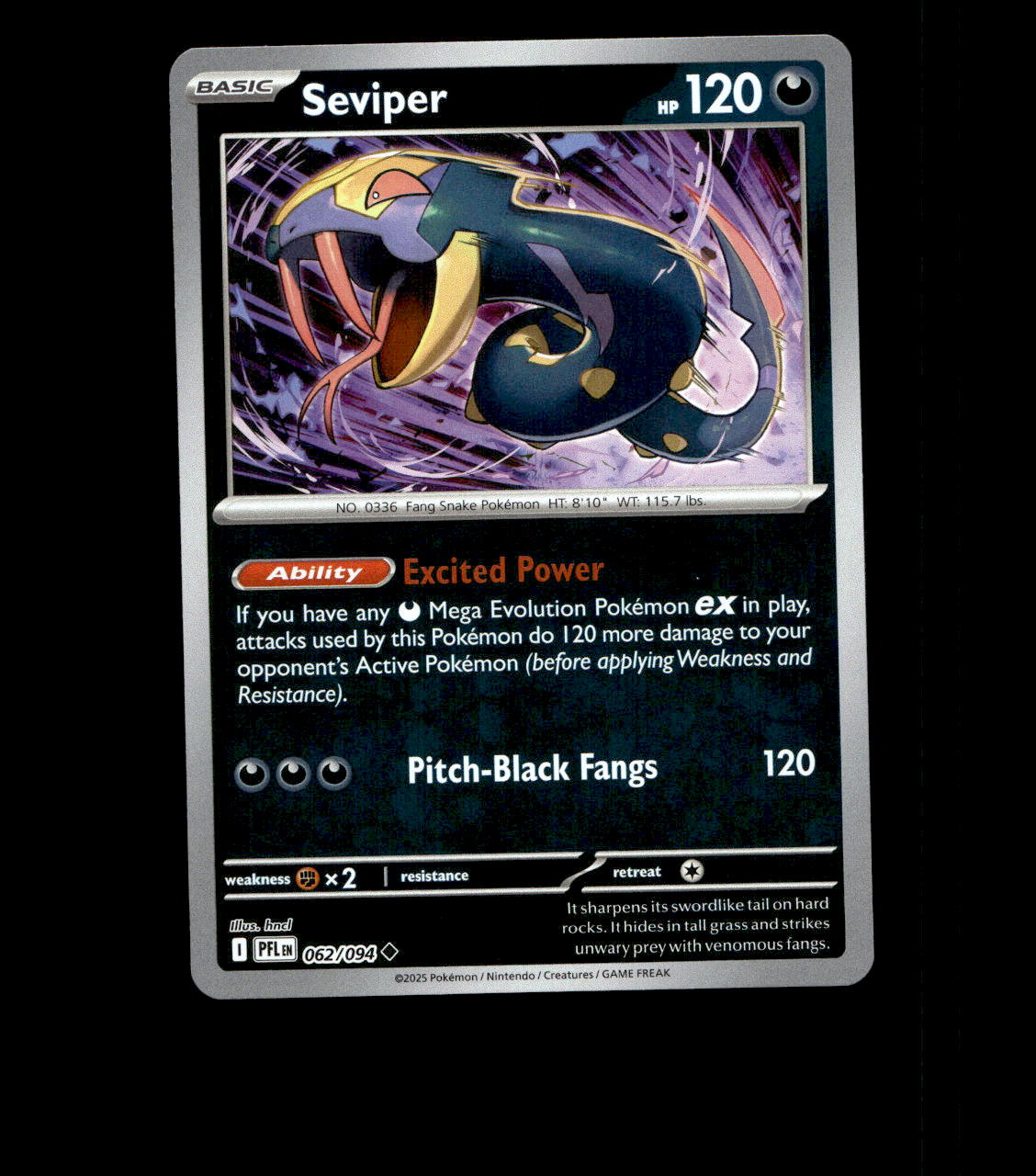 Seviper – 062/094 – Phantasmal Flames – Reverse Holo Near Mint