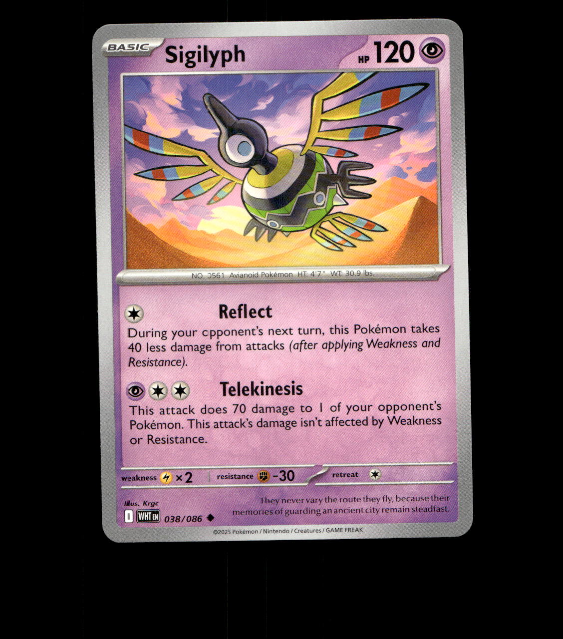 Sigilyph - 038/086 - White Flare - Near Mint Non Holo