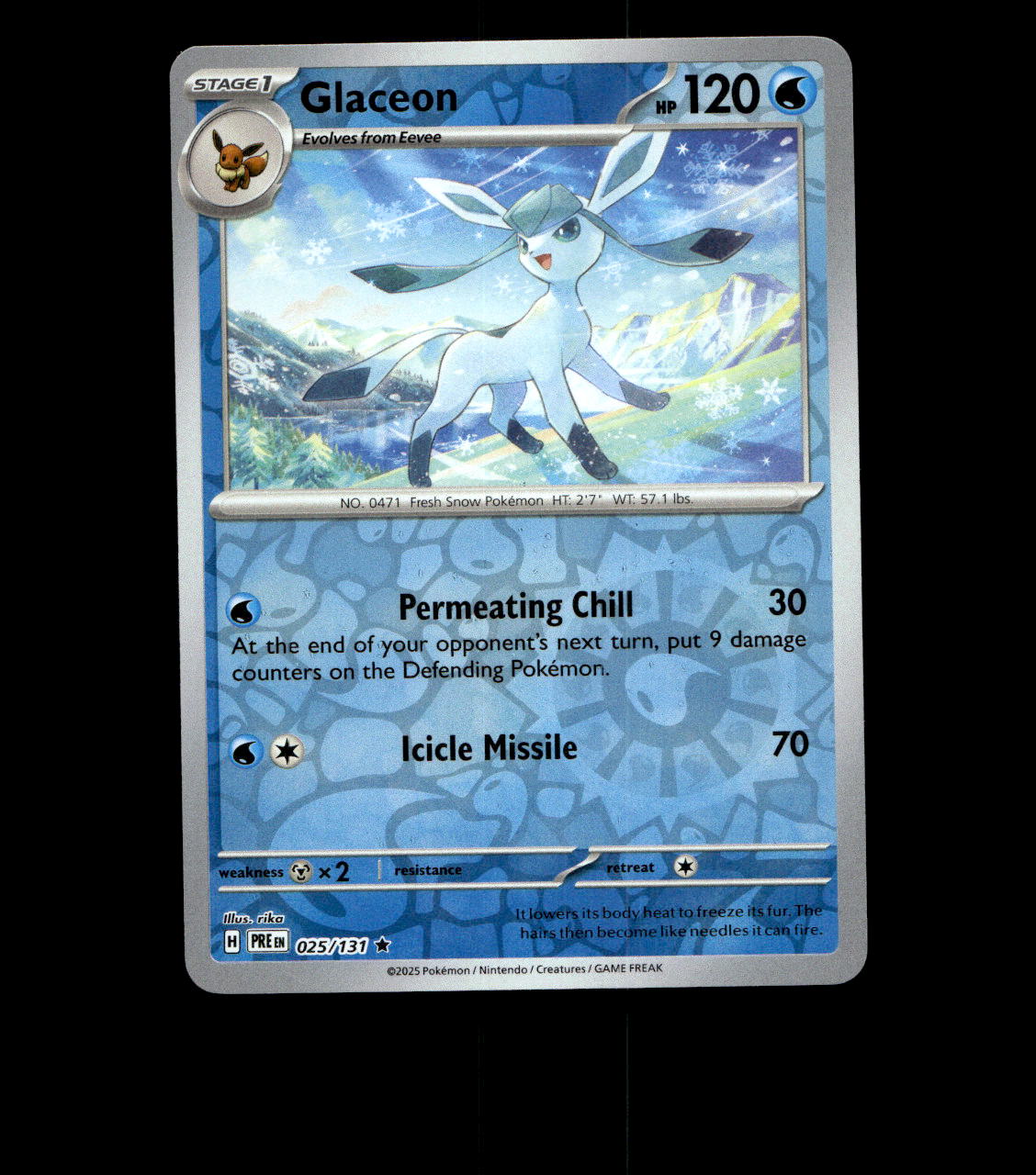 Glaceon - 025/131 - Prismatic Evolutions - Reverse Holo Near Mint