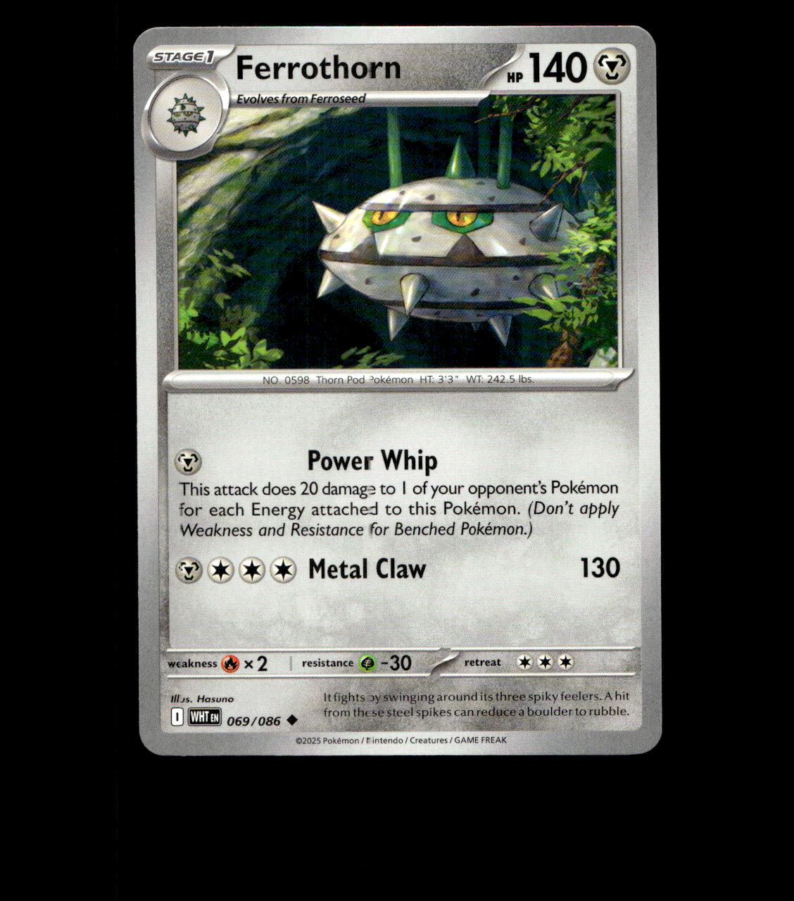 Ferrothorn – 069/086 – White Flare – Non Holo – Near Mint - Pokemon Card - TCG