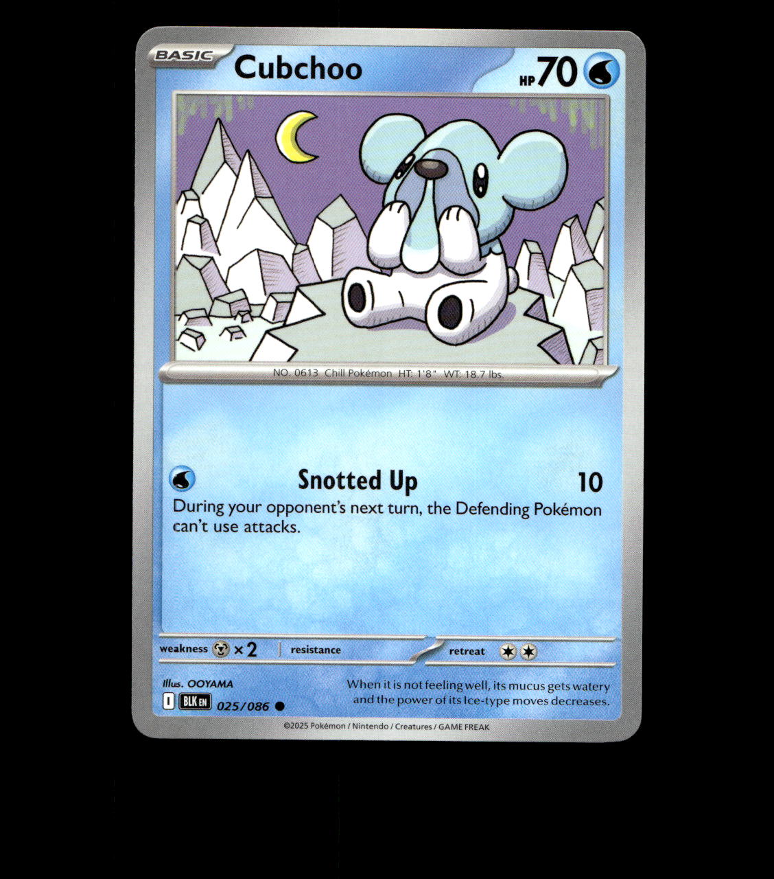 Cubchoo – 025/086 – Black Bolt – Non Holo – Near Mint - Pokemon Card - TCG