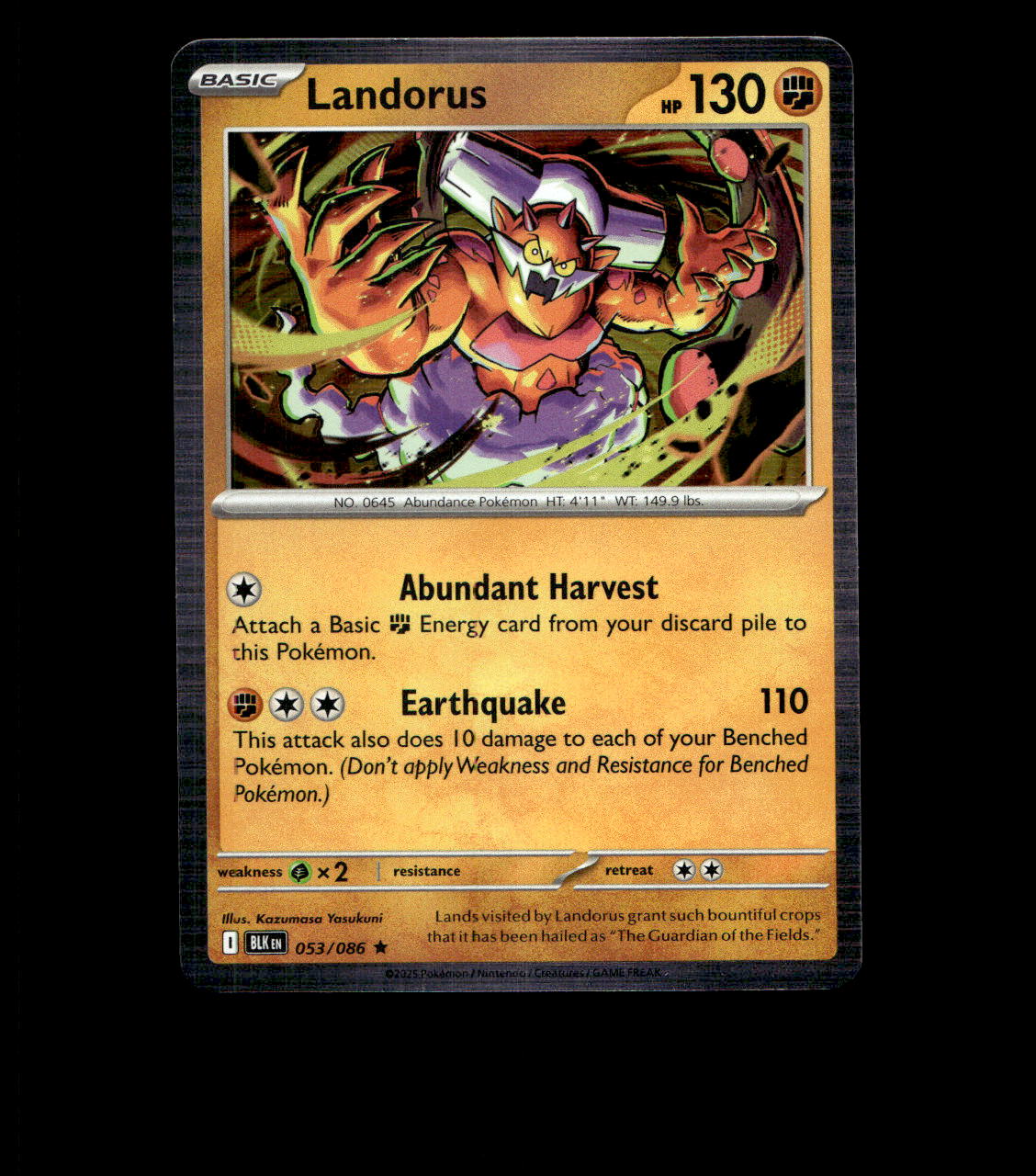 Landorus – 053/086 – Black Bolt – Holo – Near Mint - Pokemon Card- TCG