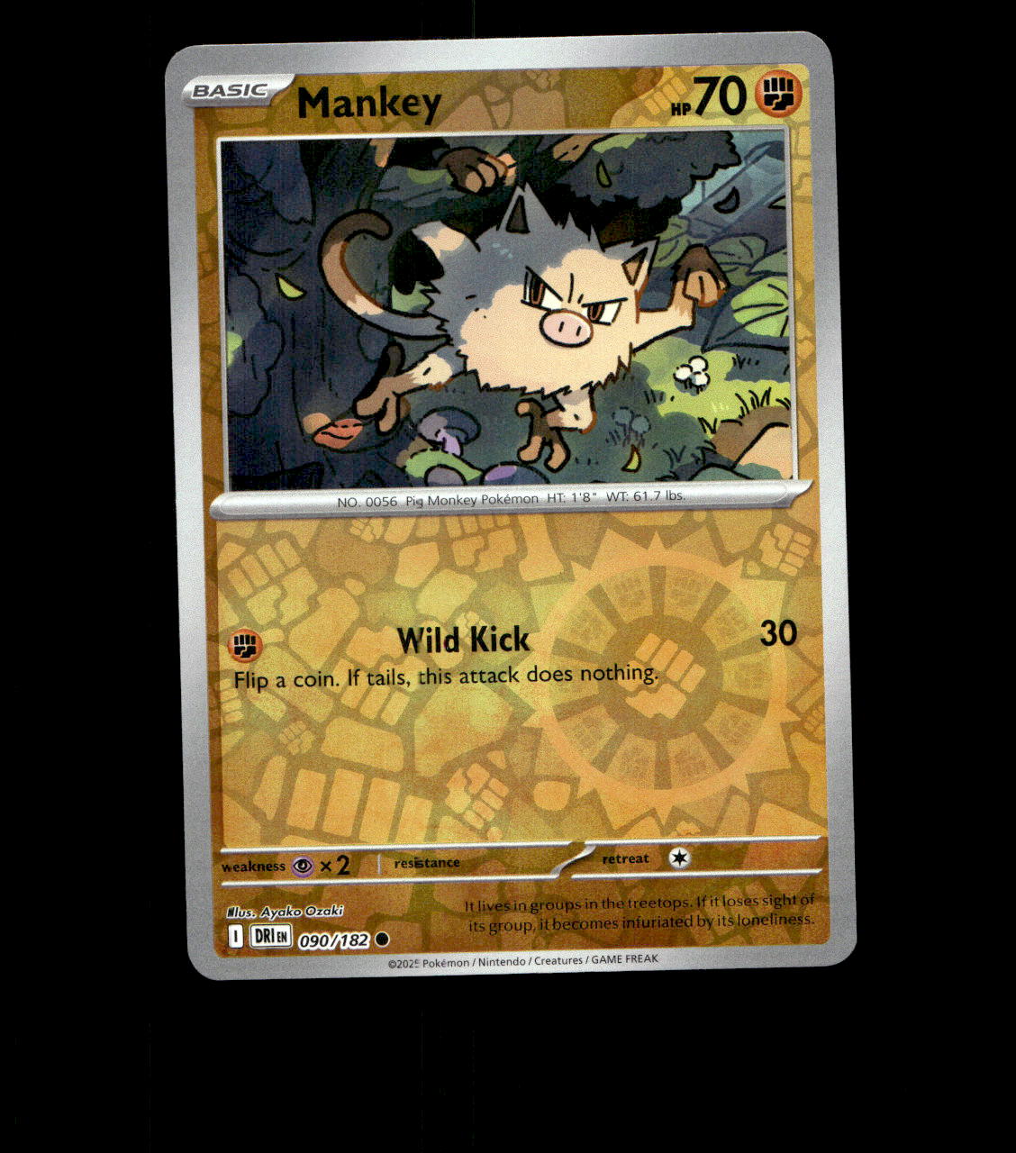 Mankey – 090/182 – Destined Rivals – Reverse Holo – Near Mint