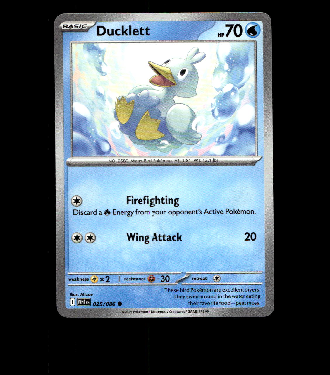 Ducklett – 025/086 – White Flare – Non Holo – Near Mint - Pokemon Card - TCG