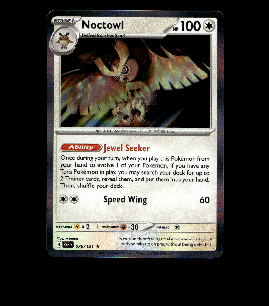 Noctowl - 078/131 - Prismatic Evolutions - Holo Near Mint