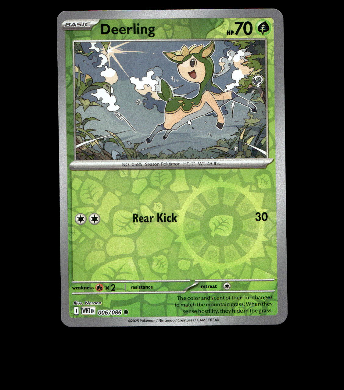 Deerling – 006/086 – White Flare – Reverse Holo – Near Mint - Pokemon Card - TCG
