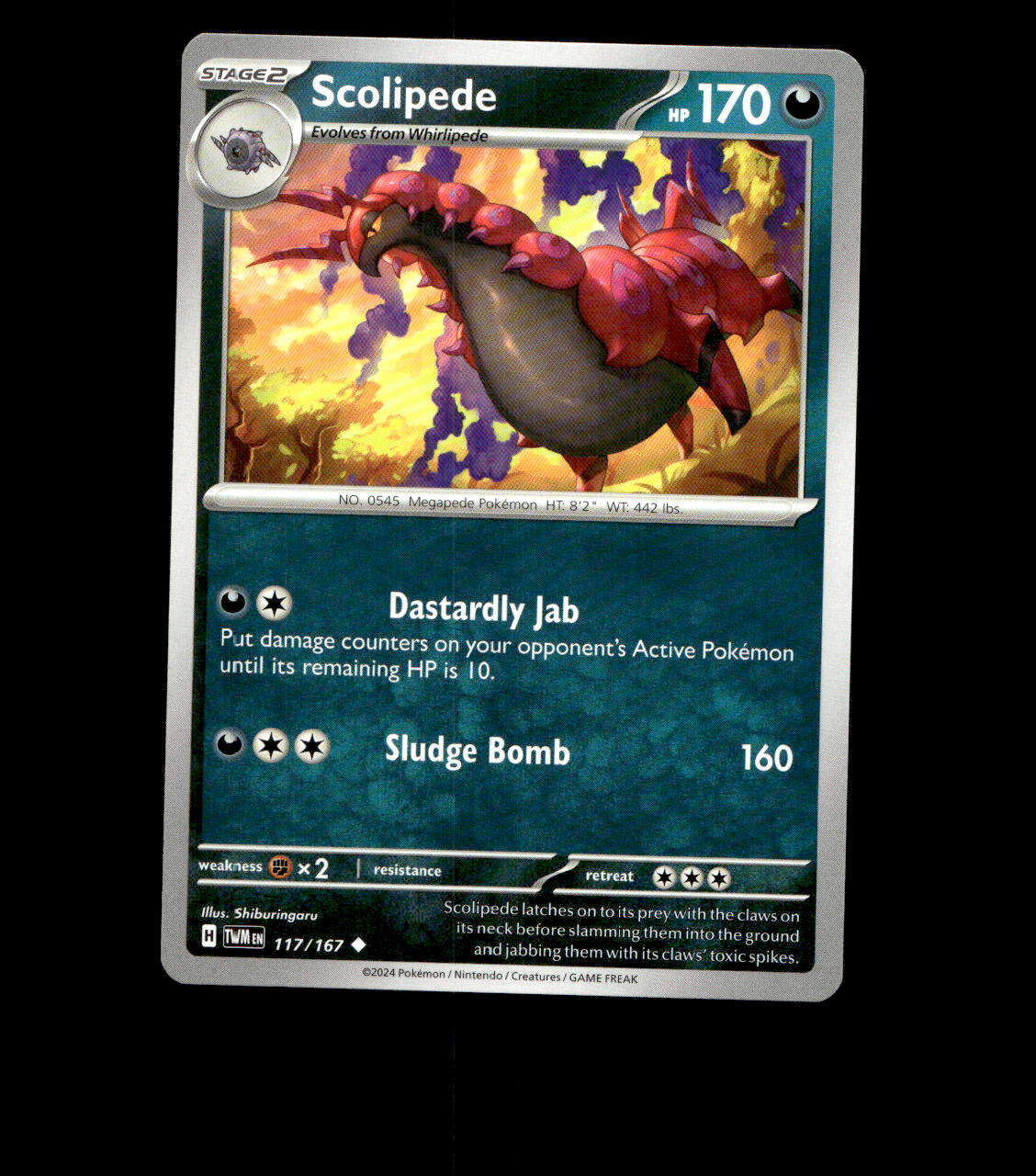 Scolipede – 117/167 – Twilight Masquerade – Non Holo Near Mint Pokemon Card TCG