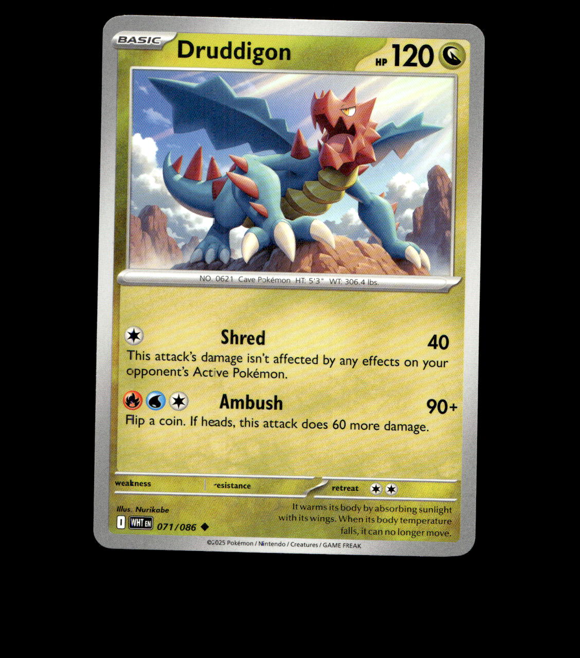 Druddigon – 071/086 – White Flare – Non Holo – Near Mint - Pokemon Card - TCG
