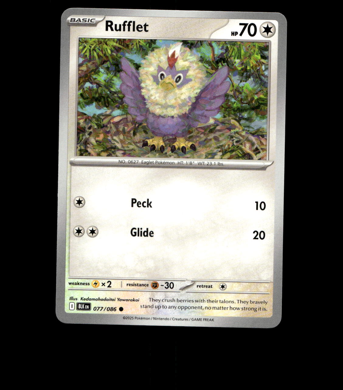 Rufflet – 077/086 – Black Bolt – Non Holo – Near Mint