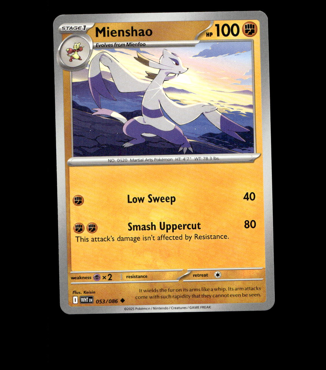 Mienshao – 053/086 – White Flare – Non Holo – Near Mint