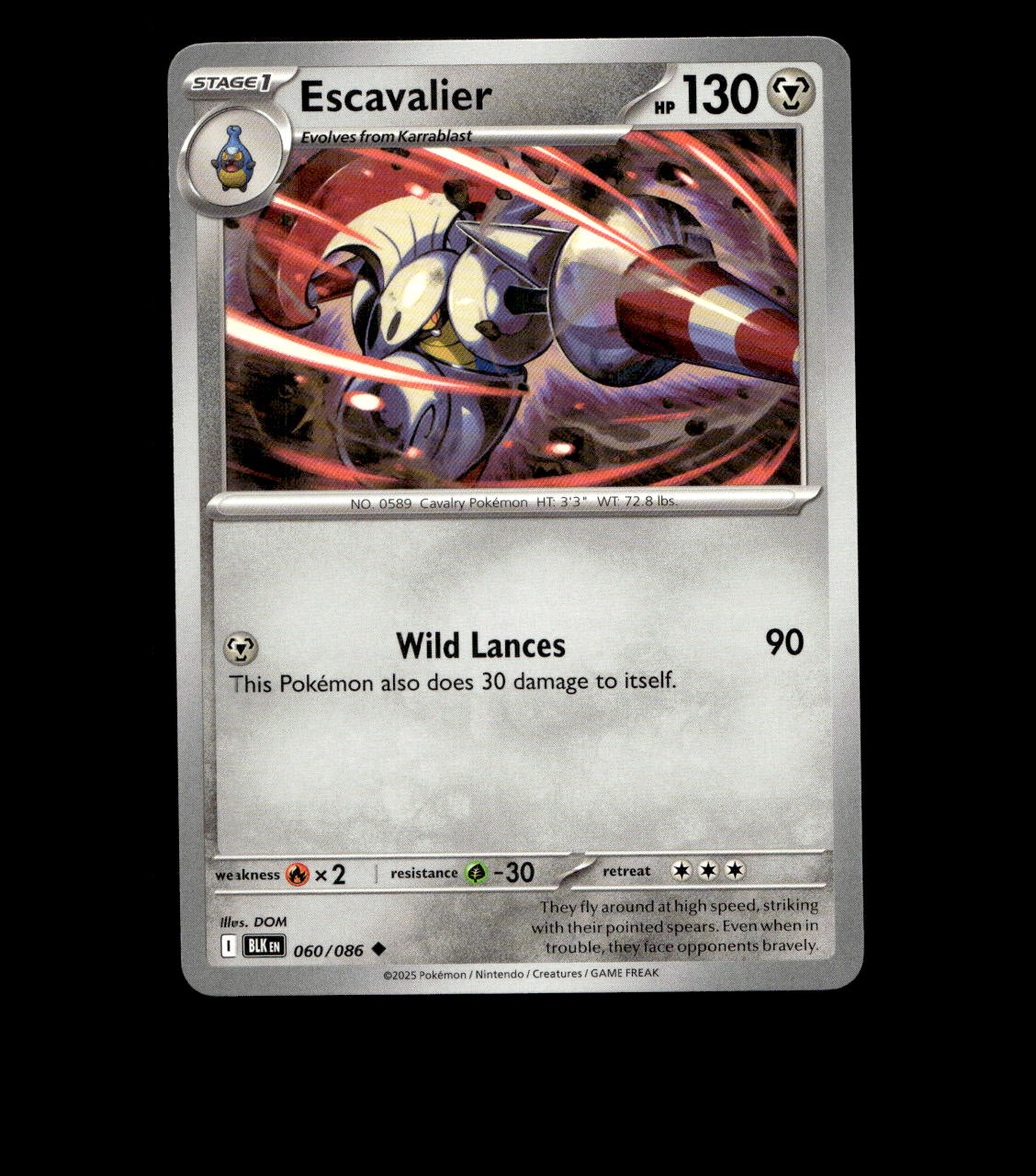 Escavalier – 060/086 – Black Bolt – Non Holo – Near Mint