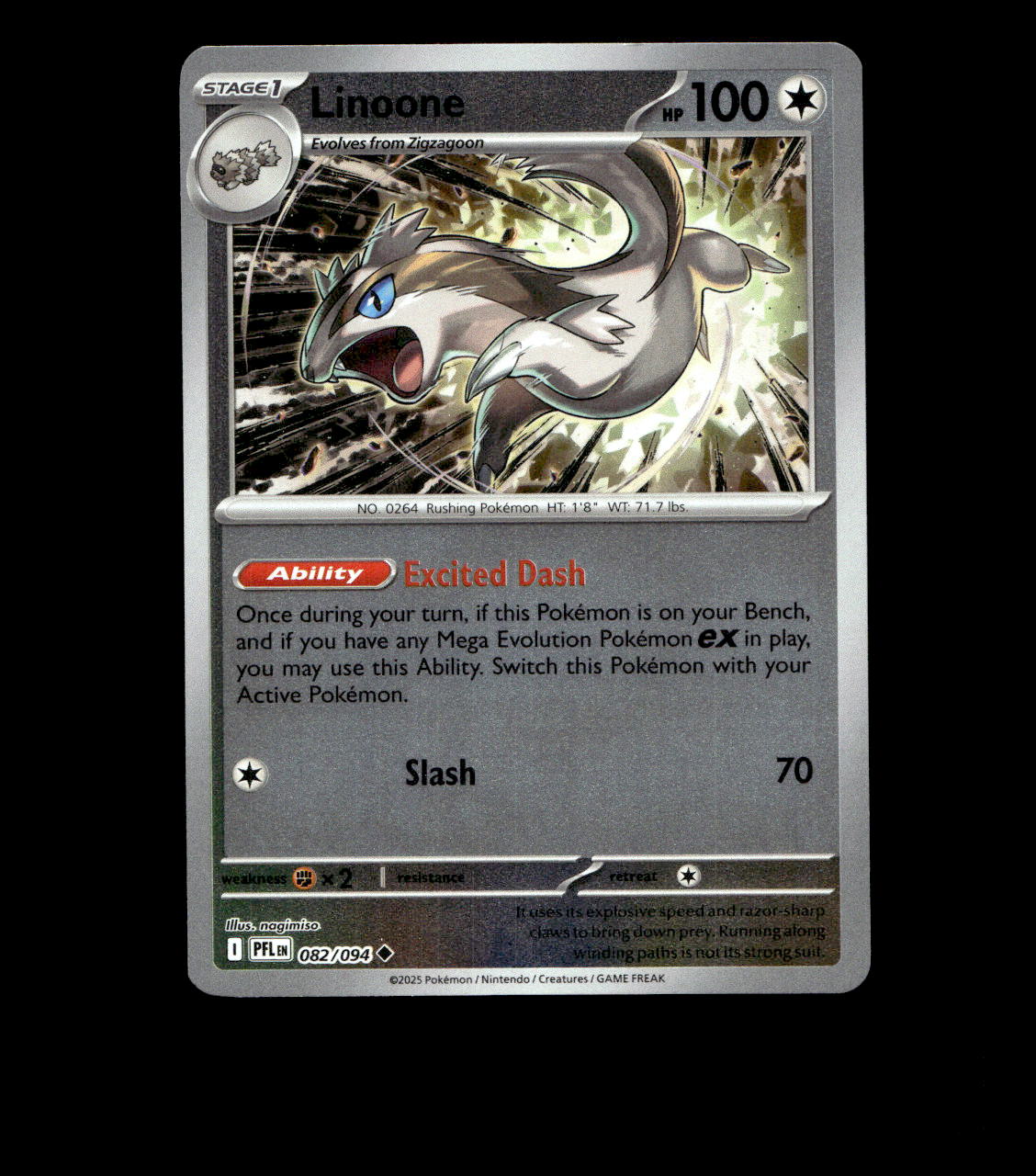 Linoone – 082/094 – Phantasmal Flames – Reverse Holo – Near Mint