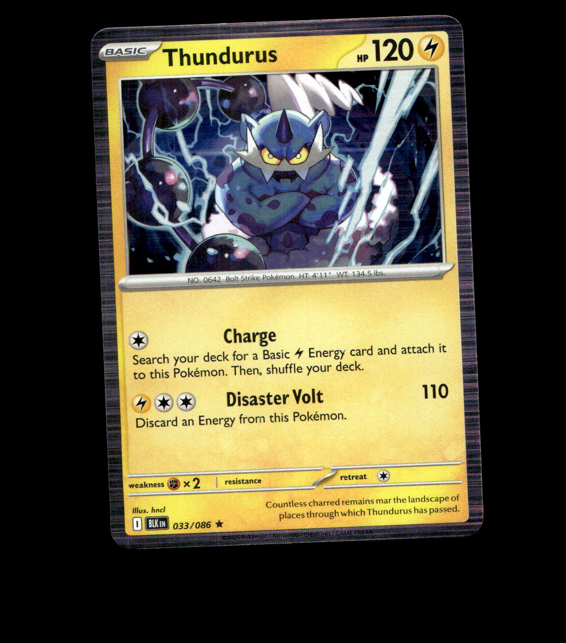 Thundurus – 033/086 – Black Bolt – Holo – Near Mint
