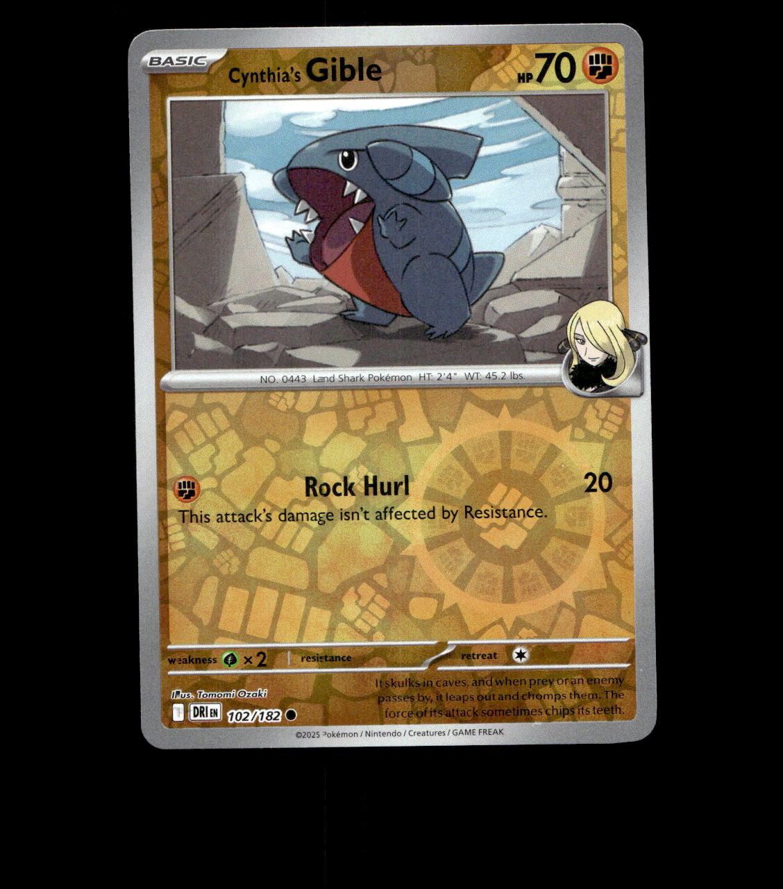 Cynthia’s Gible – 102/182 – Destined Rivals – Reverse Holo – Near Mint