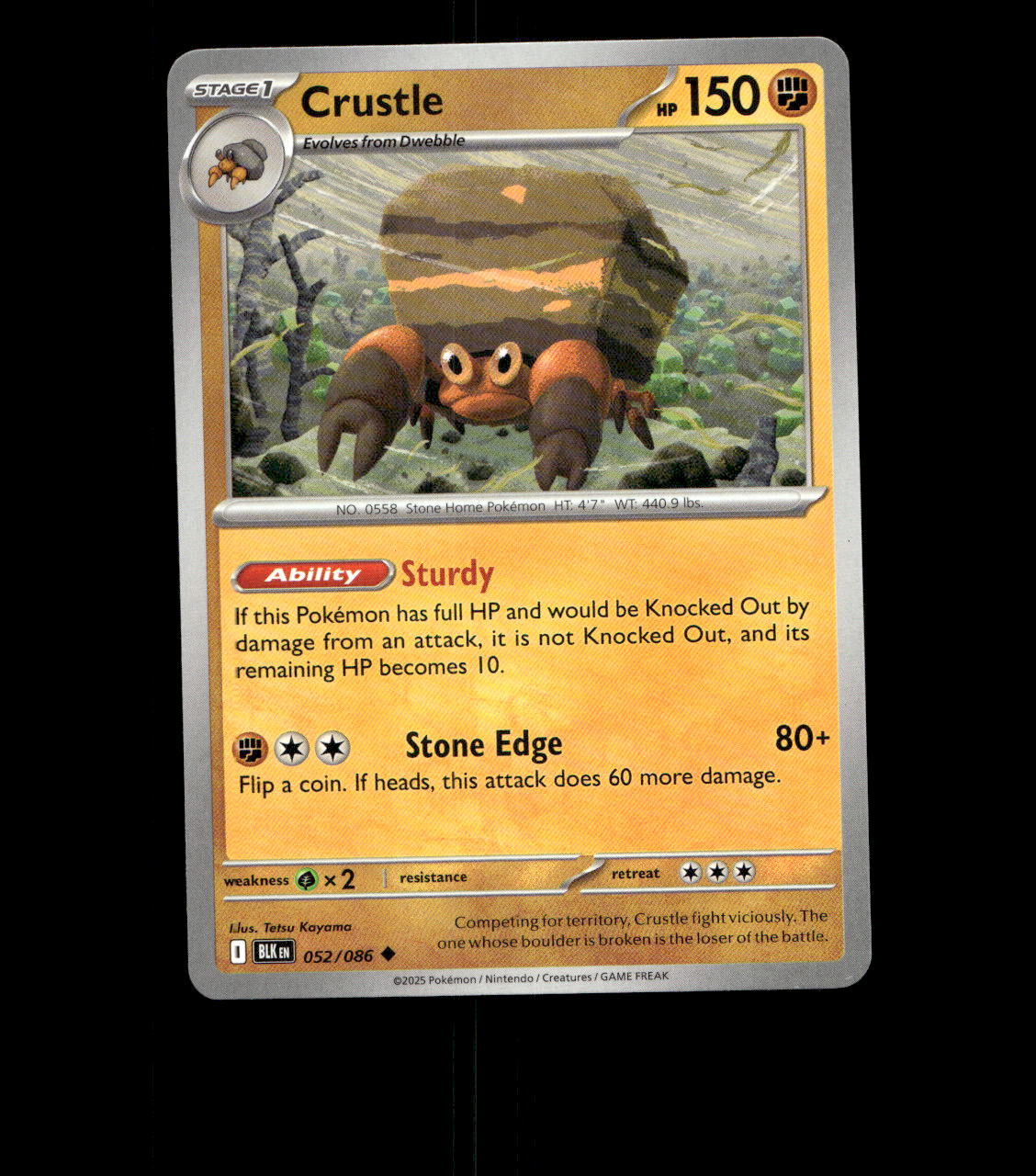 Crustle – 052/086 – Black Bolt – Non Holo – Near Mint