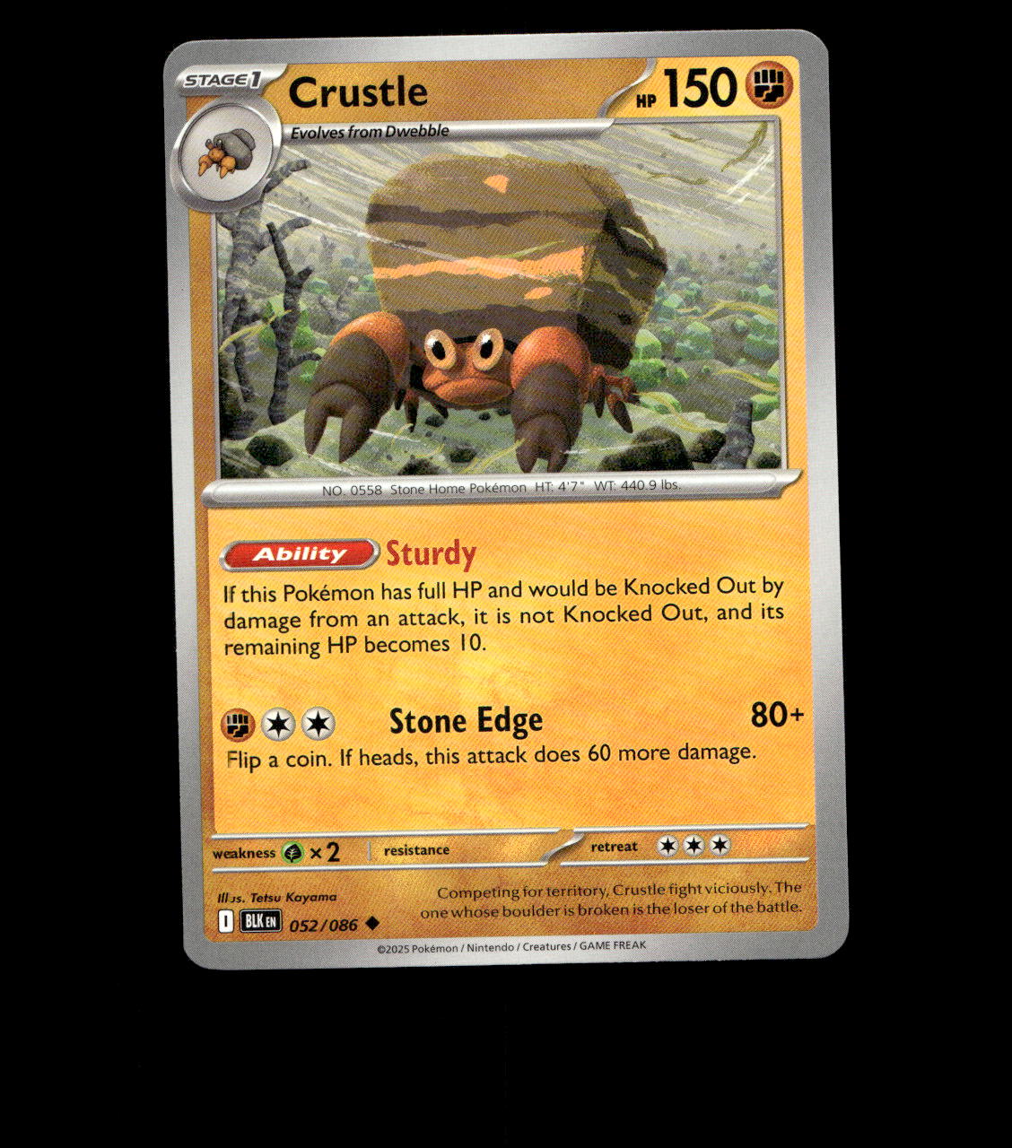 Crustle - 052/086 - Black Bolt - Near Mint Non Holo