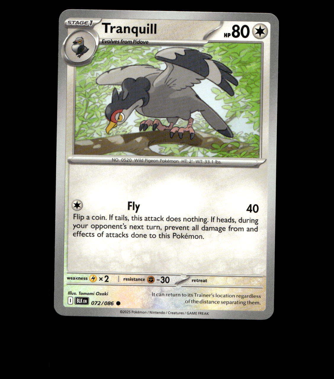 Tranquill - 072/086 - Black Bolt - Near Mint Non Holo