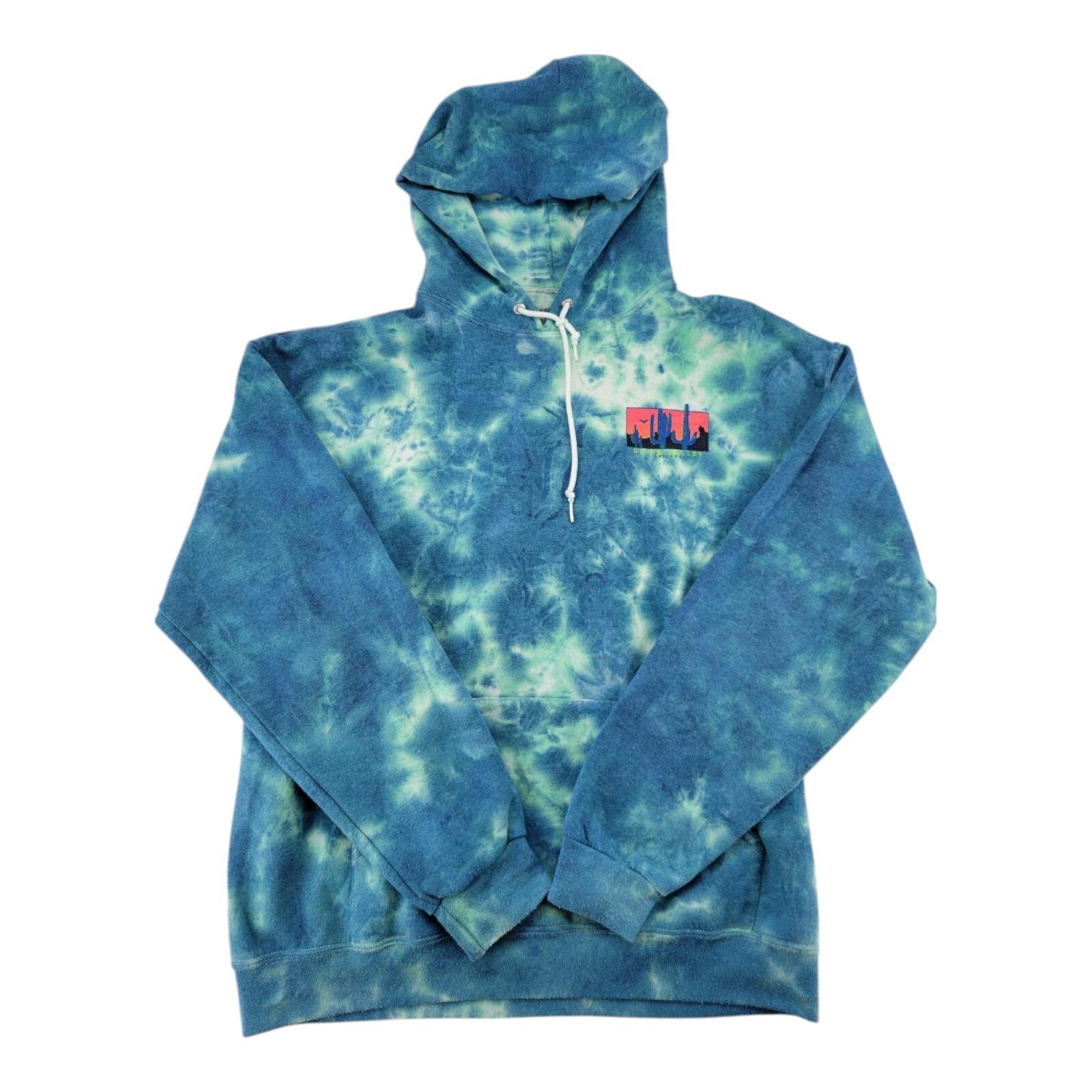 Artist Union Death Valley Arizona Tie Dye Hoodie Blue Green Cactus Desert Size L