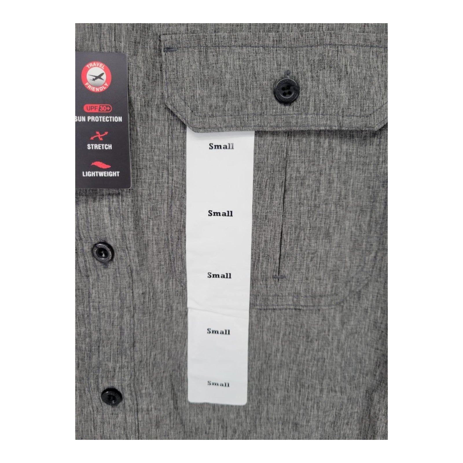 ZeroXposur Men's Travel Shirt Heather Slate Stretch Button-Up Small