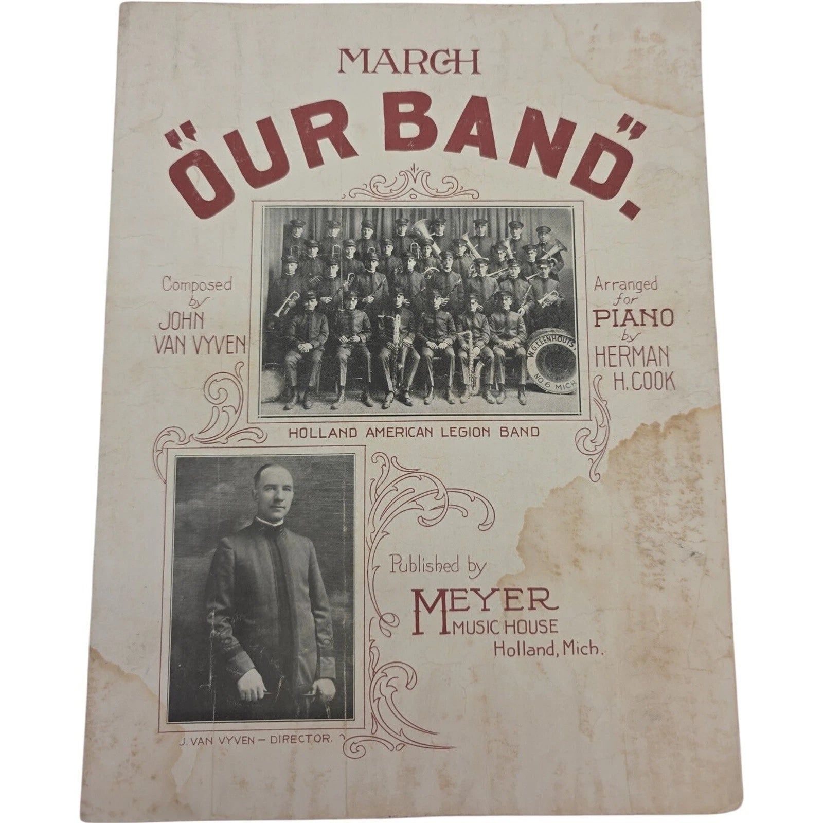 Our Band March 1924 Sheet Music by John Van Vyven Holland American Legion Band
