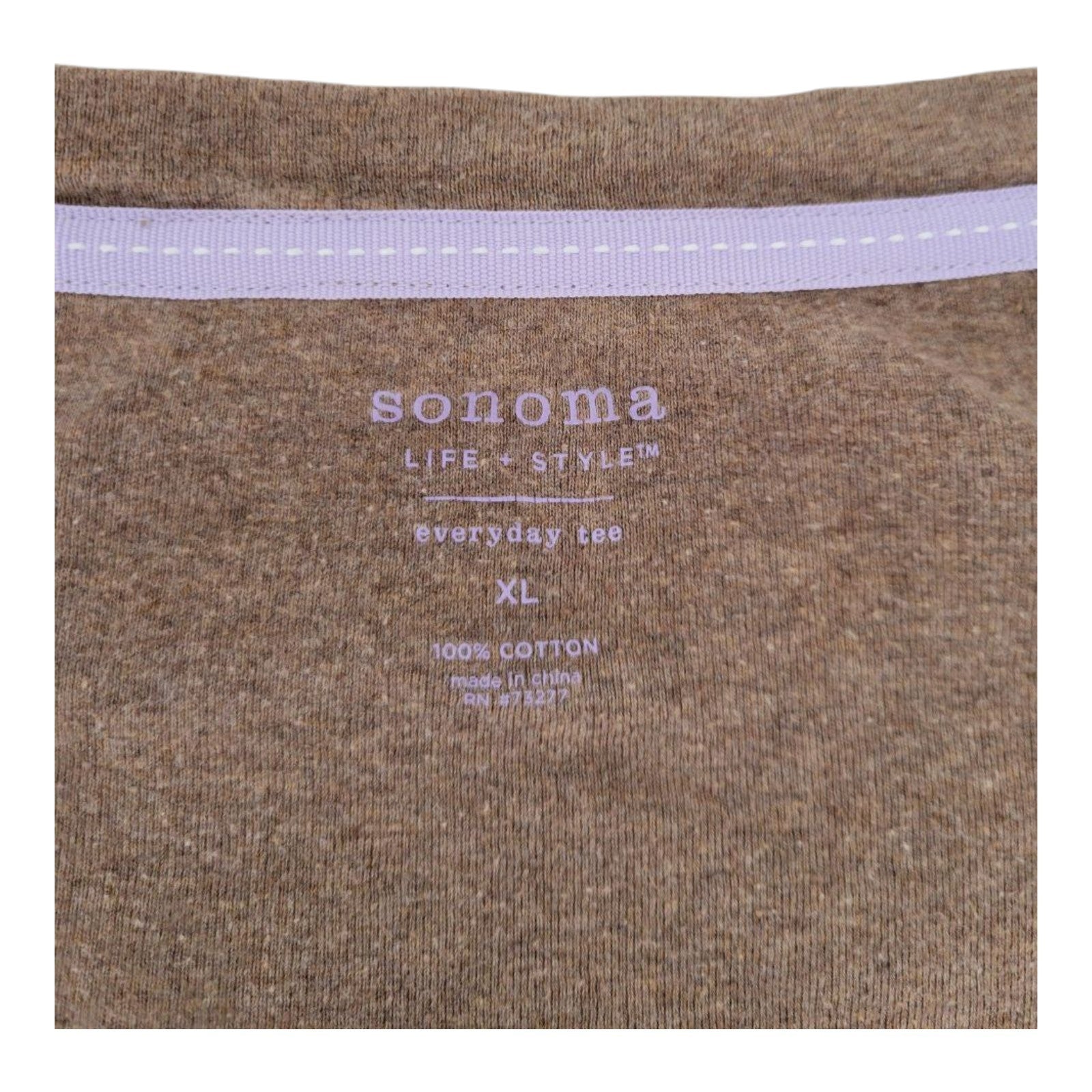 Sonoma Life Style Women's Brown V-Neck Everyday Tee 100% Cotton Size XL