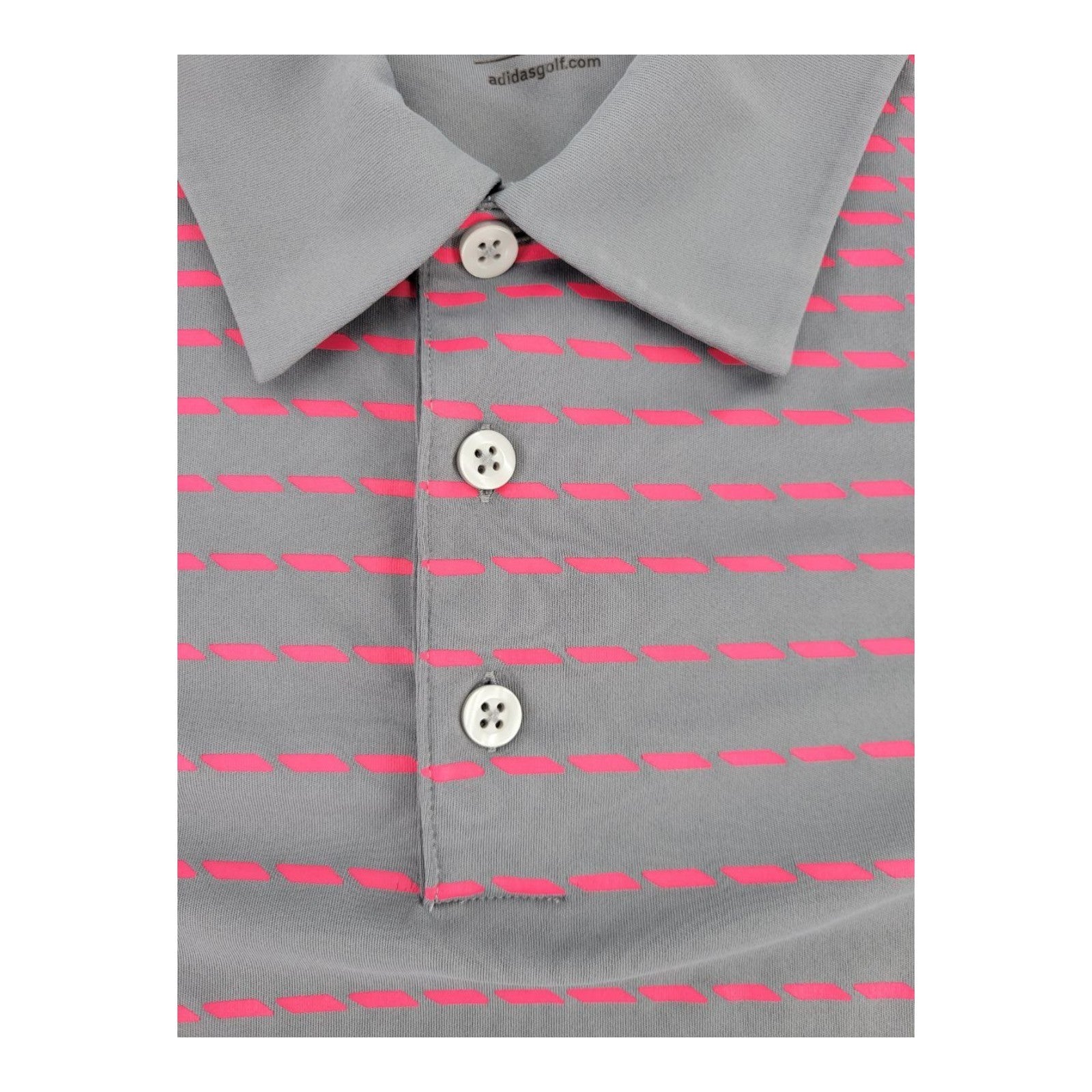 Adidas Golf ClimaCool Gray Pink Striped Short Sleeve Polo Shirt Mens Size M
