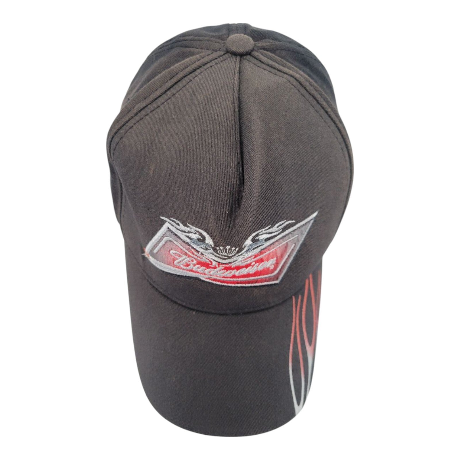 Budweiser Adjustable Snap Back Hat Dad Cap Red Black Flames Beer Bud