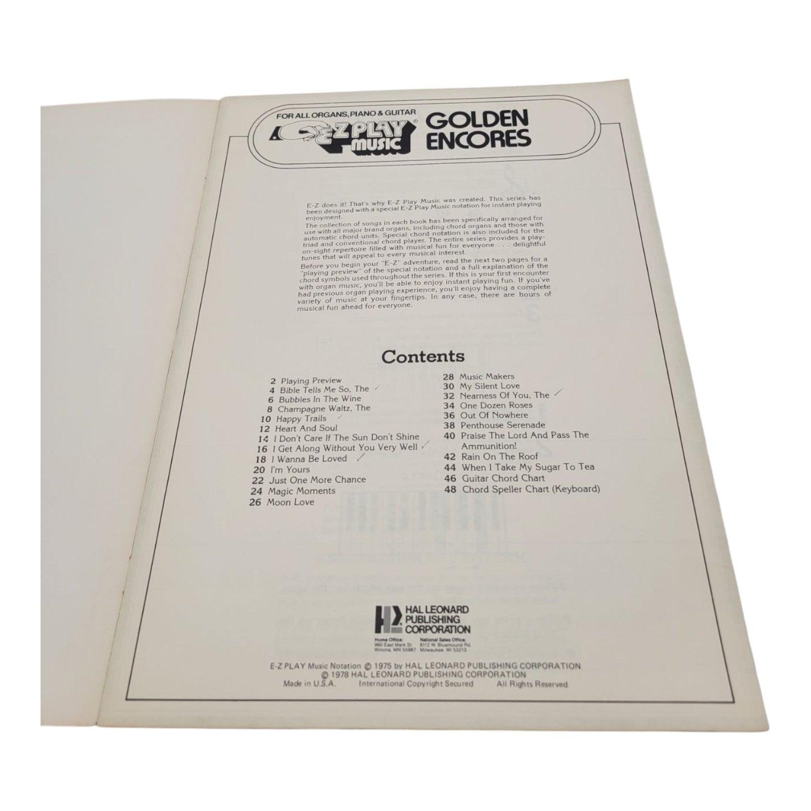 Vintage 1978 Hal Leonard #79 EZ Play Today Golden Encores Sheet Music Songbook