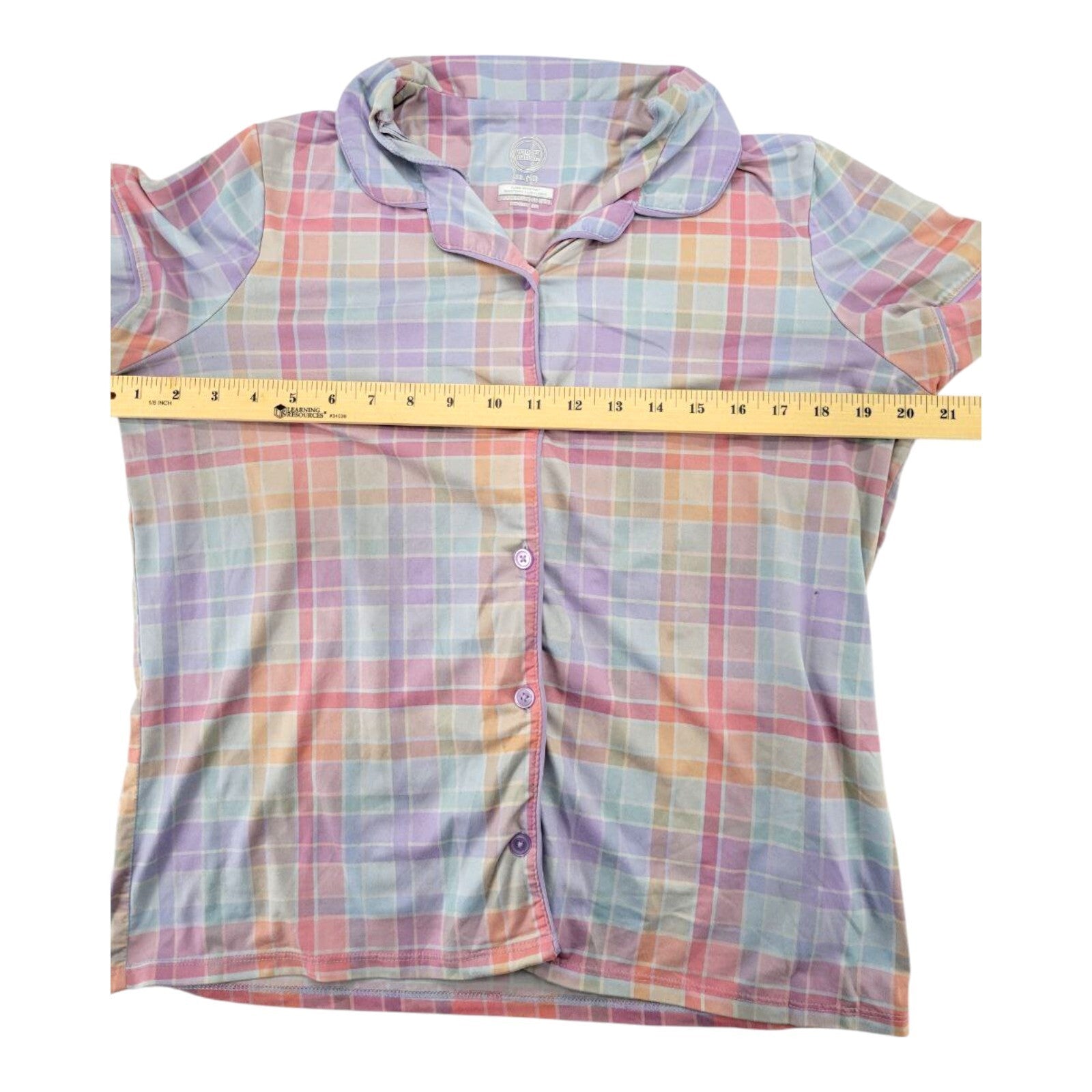 Wonder Nation Sleep Shirt Girls Pastel Plaid Button Front Top Size XXL 18