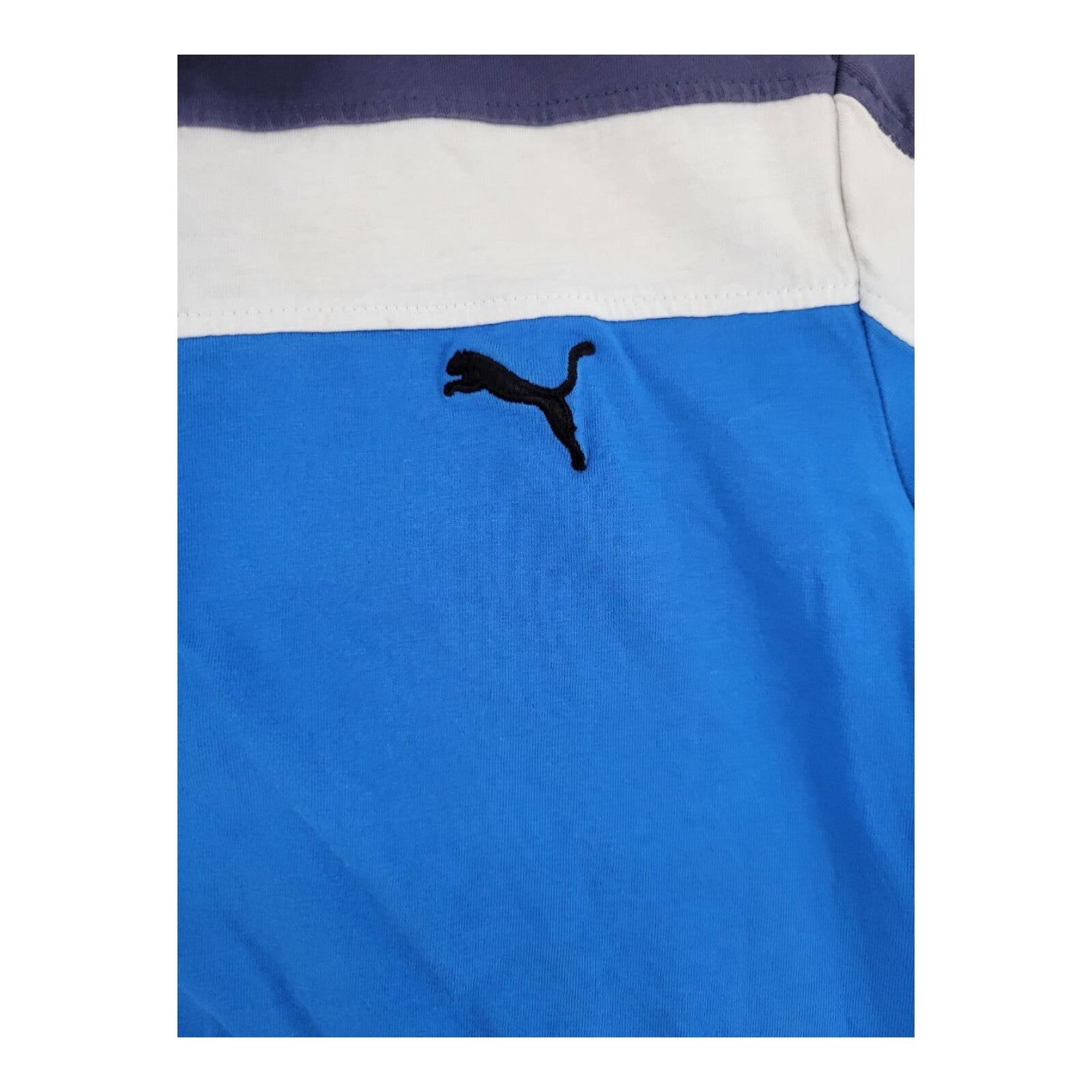 Puma Golf Polo Shirt Mens Blue White Colorblock Short Sleeve Logo Size Medium