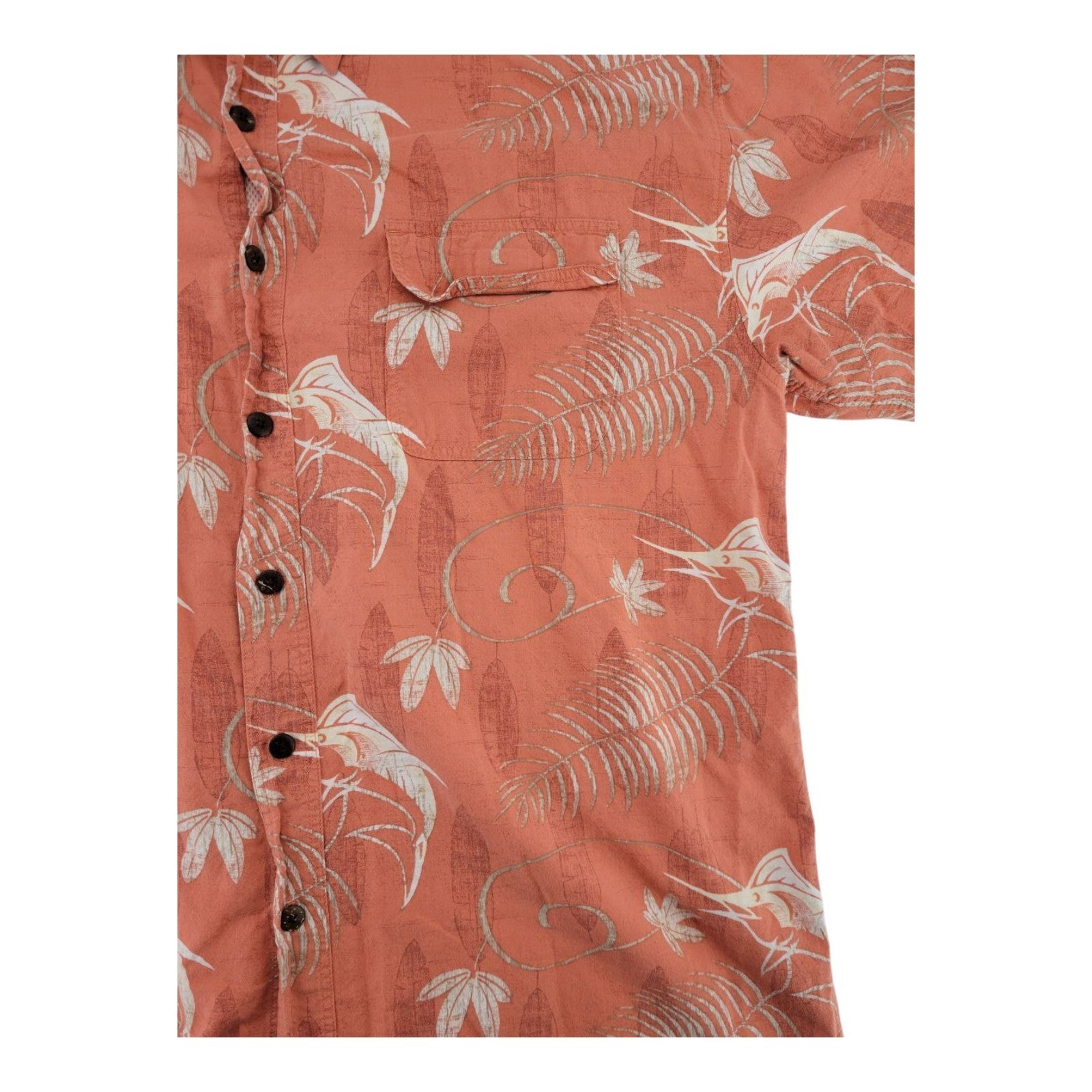 Reel Legends Mens Orange Tropical Fishing Shirt Button Up Short Sleeve XXL